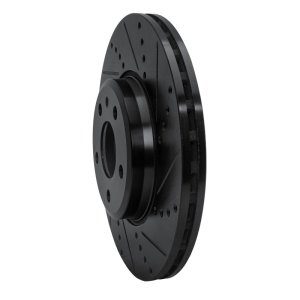 Audi A4 Quattro Brake Rotor (1) - Front Right - R1 Concepts - Drilled & Slotted - Black - `08-`25